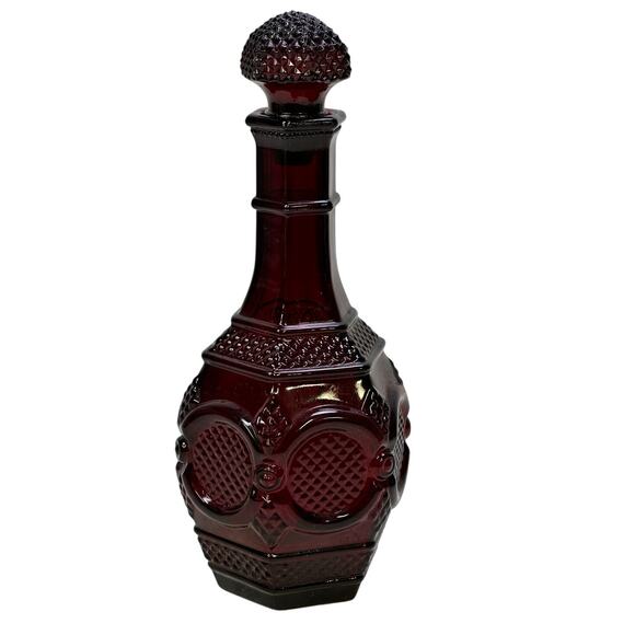 Avon Cape Cod Ruby Red 9-3/4" Wine Decanter with Stopper - Picture 1 of 6